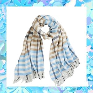 Mark & Graham Italian Blanket Scarf Lulu in Ivory & Blue - NEW